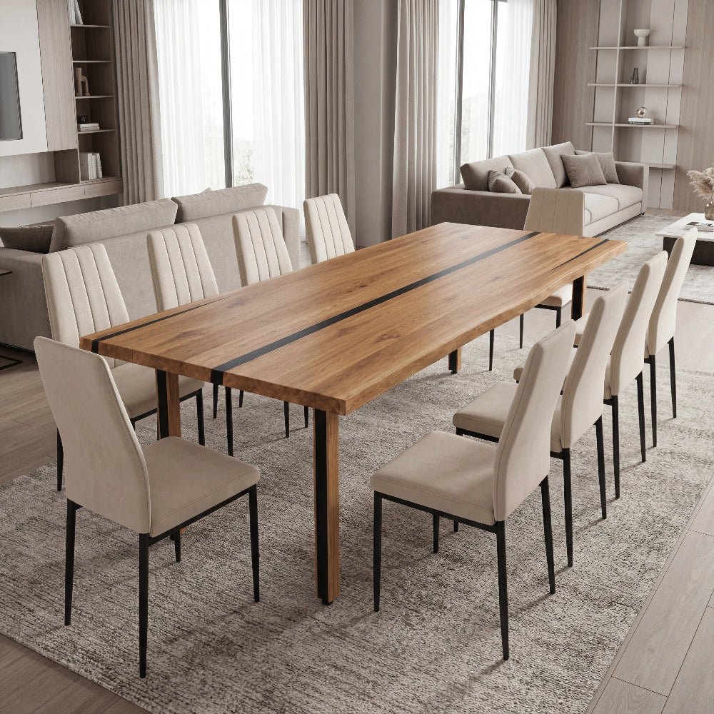 Dębowy stół rustykalny z litego drewna i żywicy Live Edge 240x100x4 cm - Reelken Polska