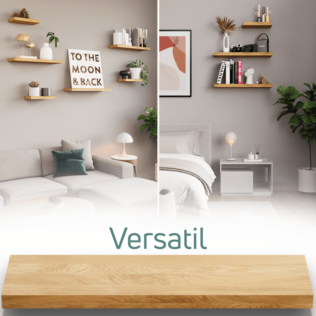 Etajera lucrata manual lemn masiv, din Stejar - margini drepte 120x22x4 cm - Reelken