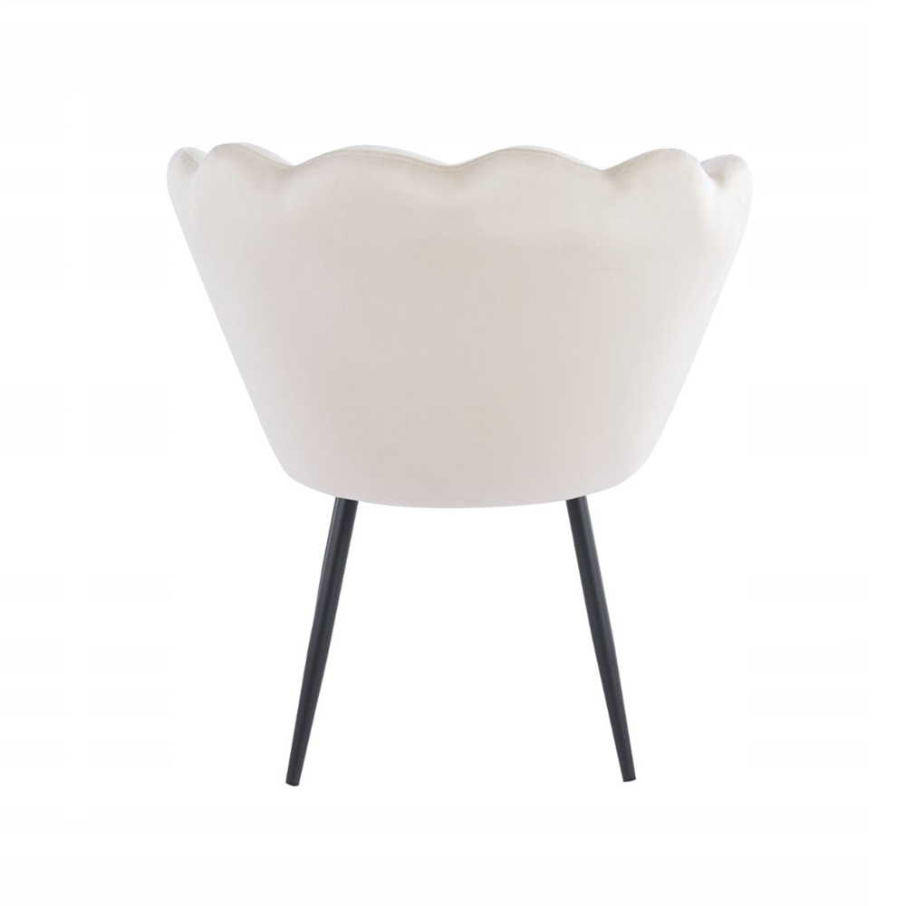 Fotel kubełkowy muszelka Malmo 78x78 cm – Beżowy welur, czarne nogi