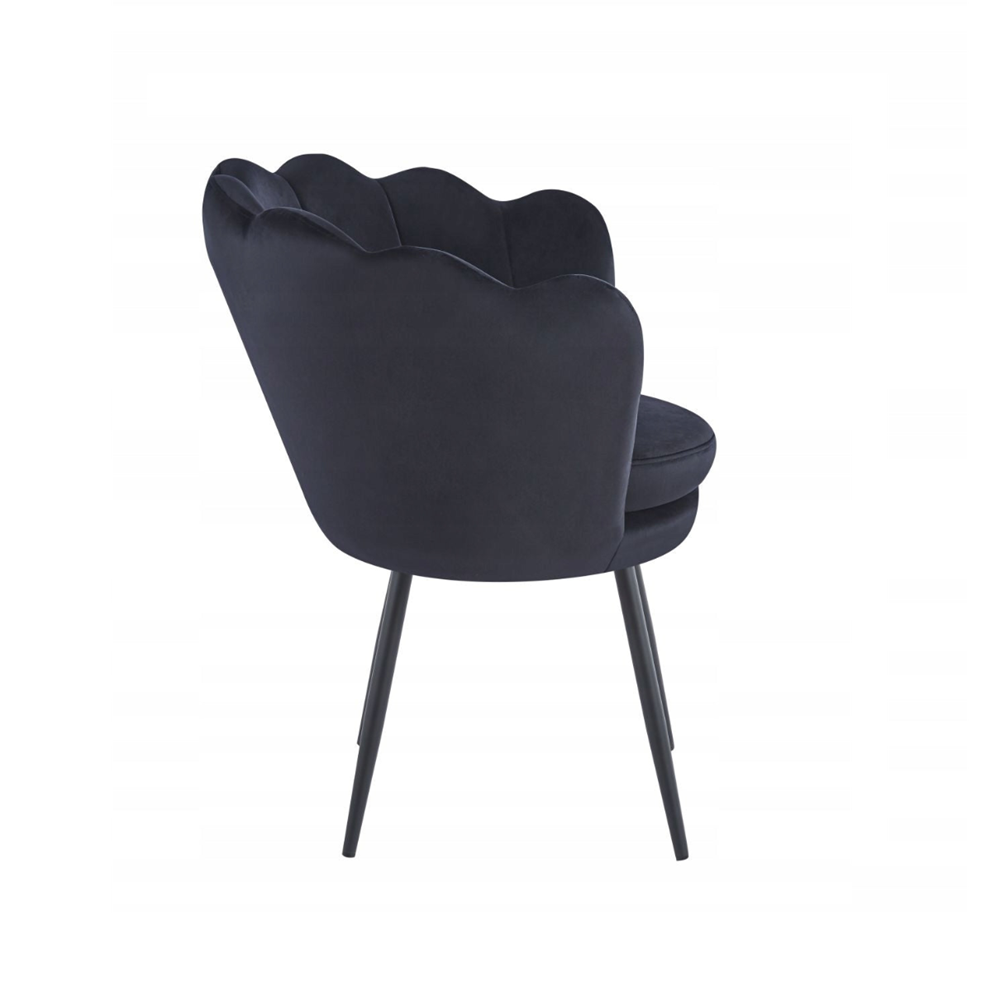 Fotel kubełkowy muszelka Malmo 78x78 cm – Czarny welur, czarne nogi
