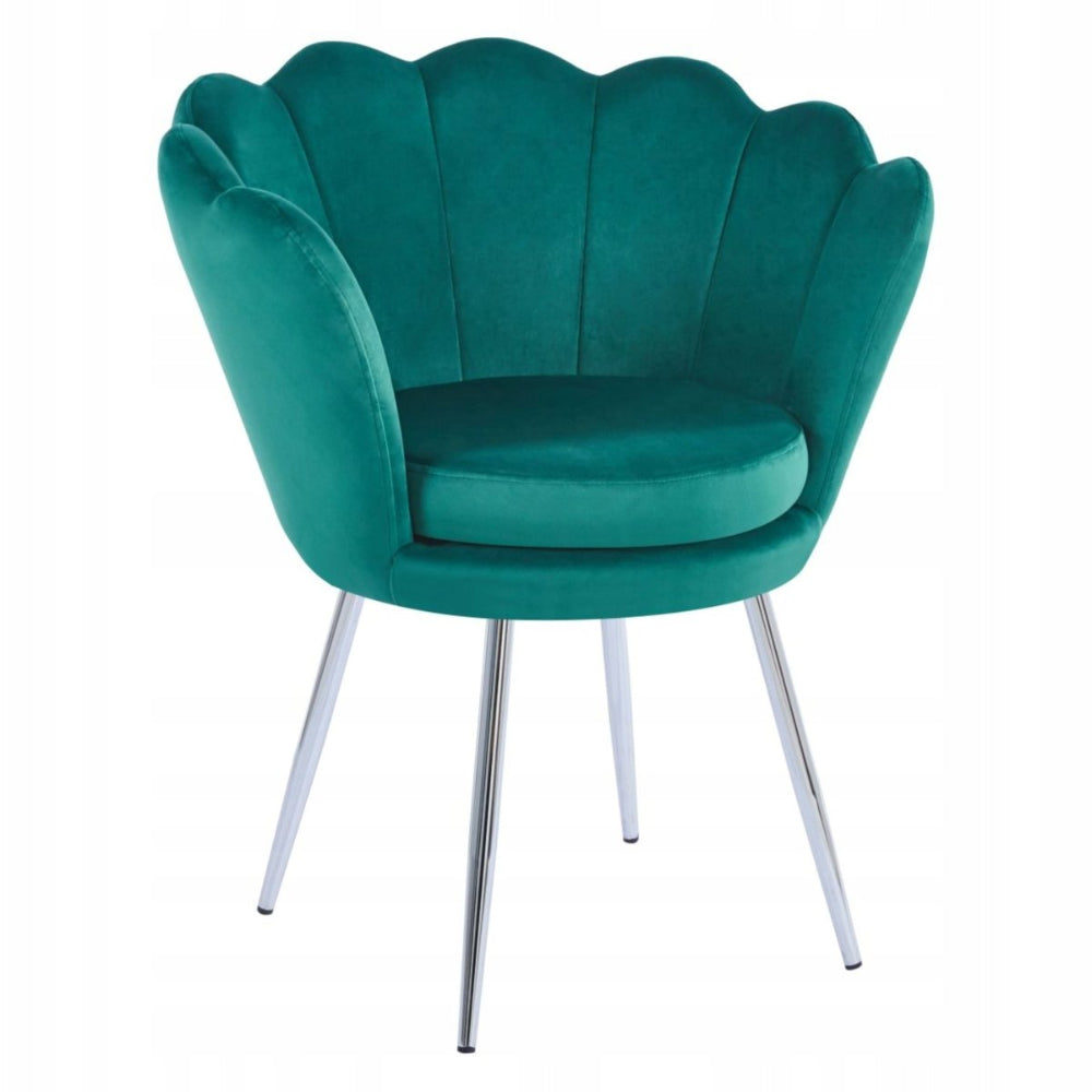 Fotel tapicerowany welurowy Monte 77 cm – Zielony velvet, srebrny chrom - Reelken Polska