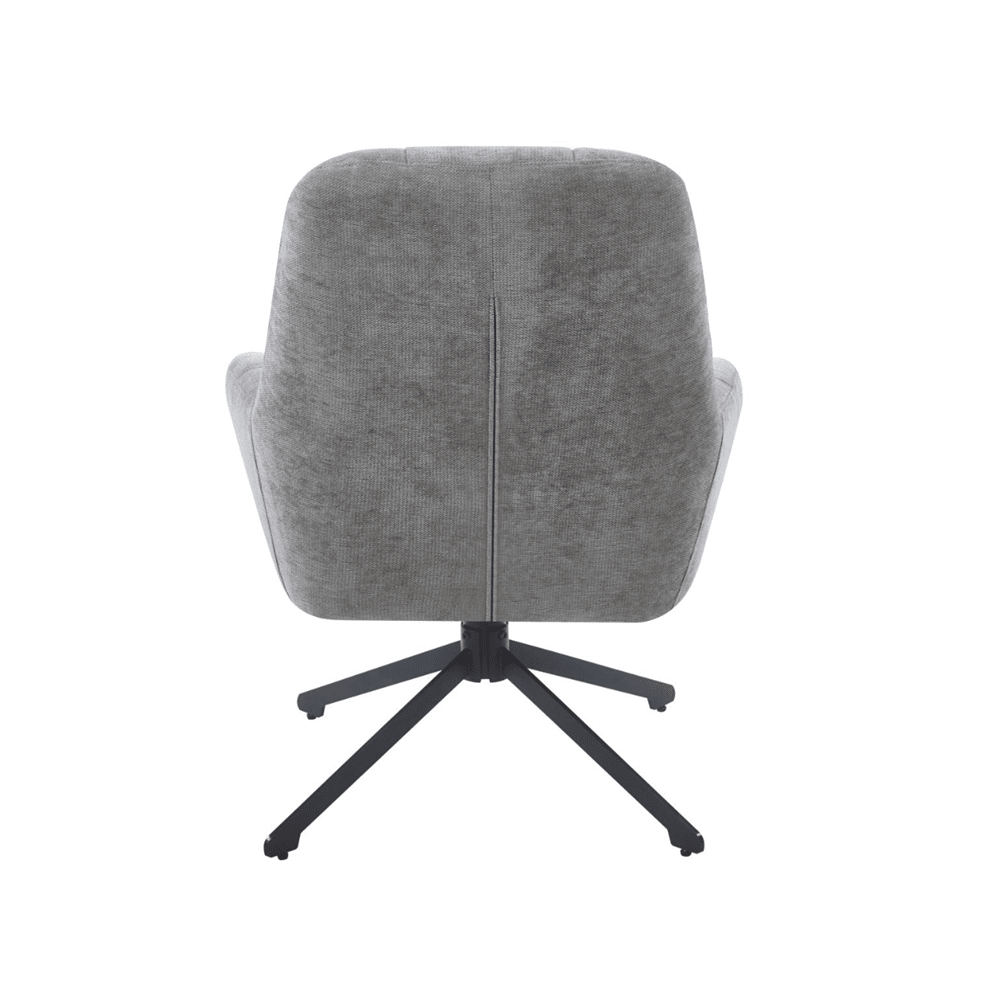 Fotoliu rotativ 360°, tapiterie textila gri, structura metalica neagra, cu perna, 71x95 cm - Reelken