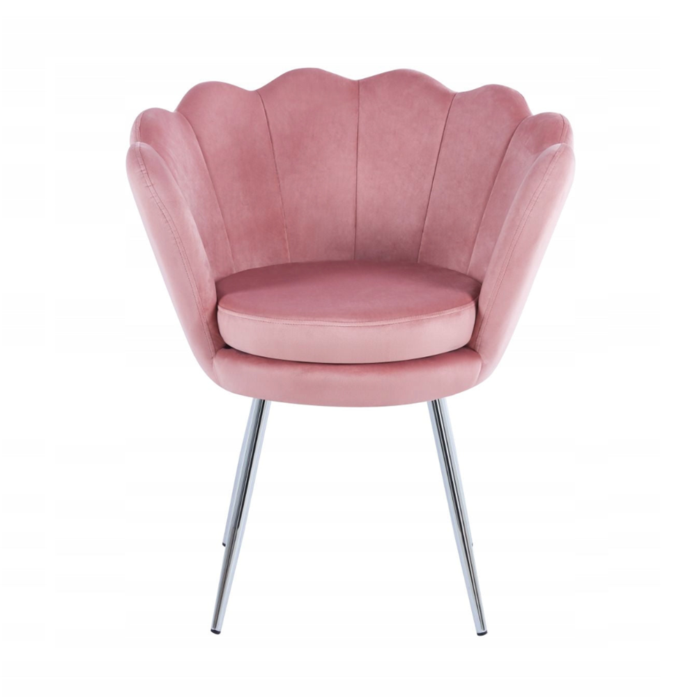 Fotel tapicerowany welurowy Monte 77 cm – Różowy velvet, srebrny chrom