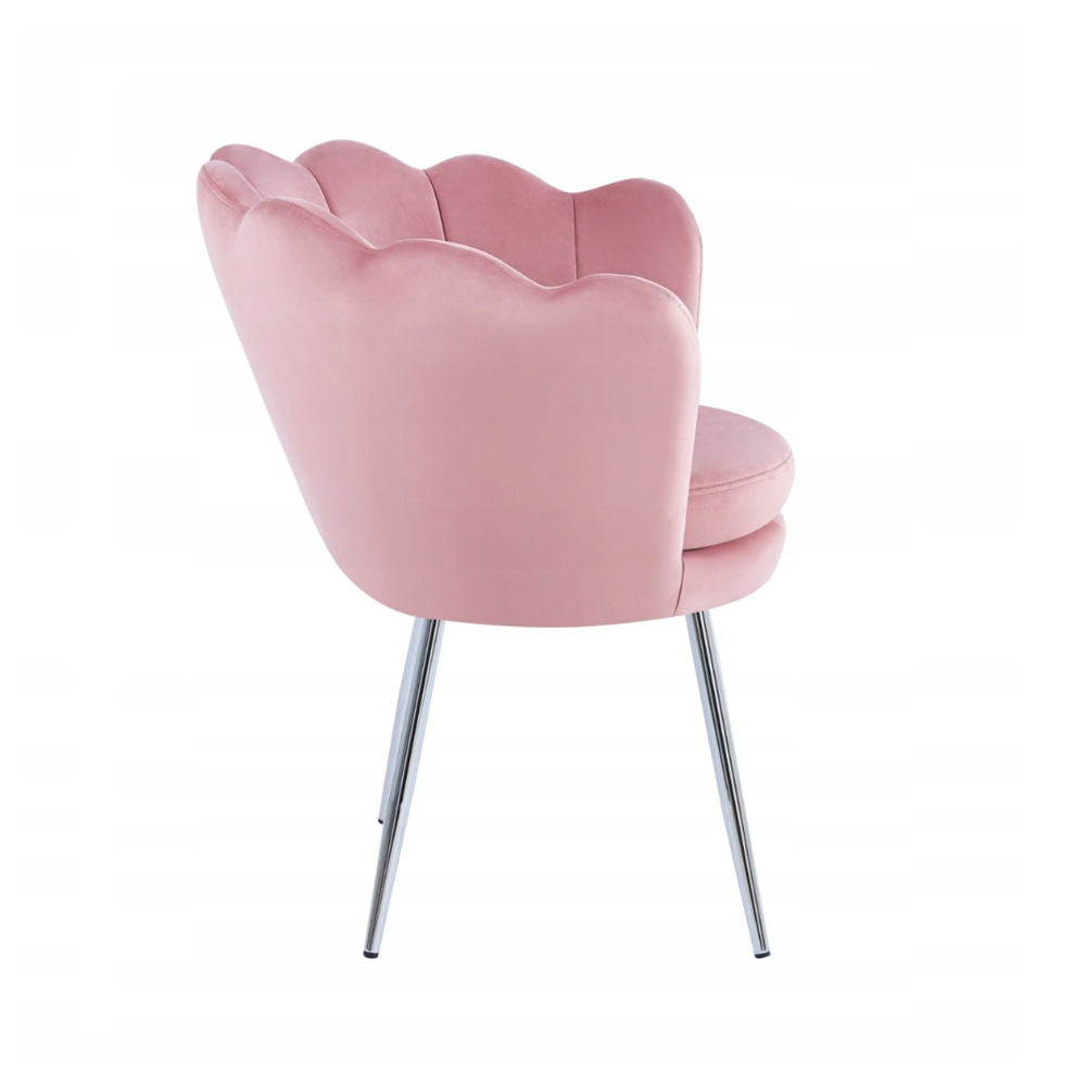 Fotel tapicerowany welurowy Monte 77 cm – Różowy velvet, srebrny chrom