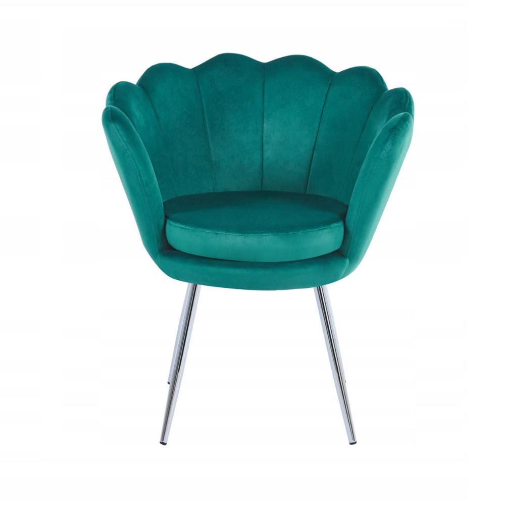 Fotel tapicerowany welurowy Monte 77 cm – Zielony velvet, srebrny chrom