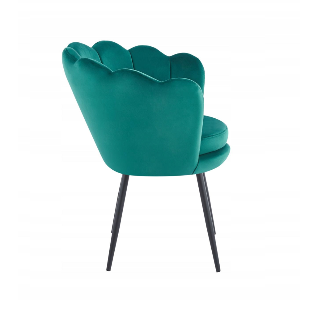 Fotel kubełkowy muszelka Malmo 78x78 cm – Zielony welur, czarne nogi