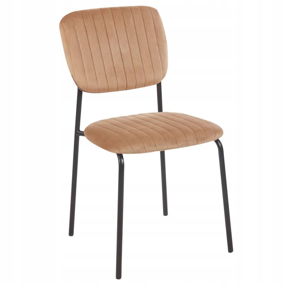 Krzesło jadalniane Bari 85 cm – Welur cappuccino, czarne nogi, minimalistyczny loft - Reelken Polska