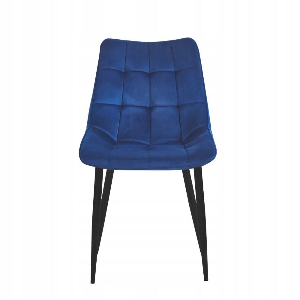 Krzesło pikowane Modena 89 cm – Niebieski welur, czarne nogi, loft - Reelken Polska