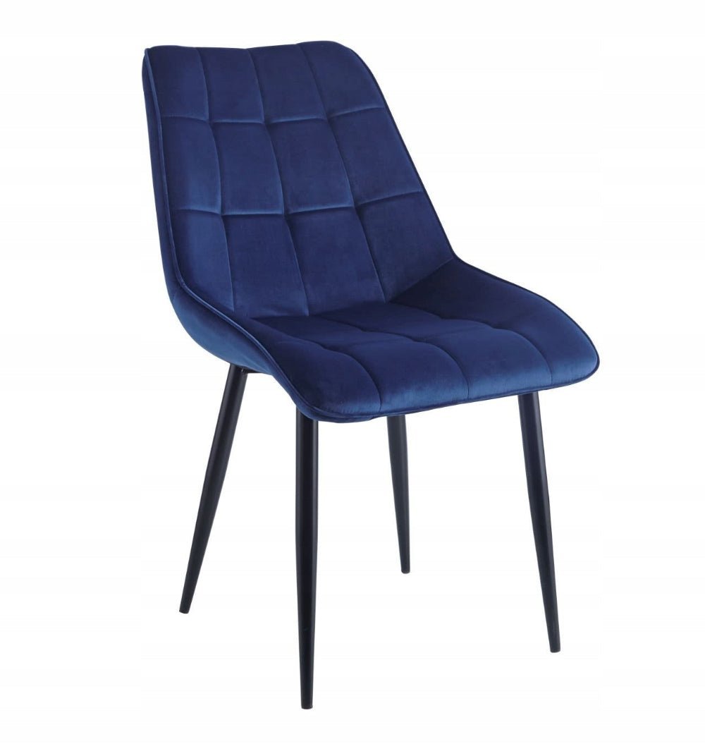 Krzesło pikowane Modena 89 cm – Niebieski welur, czarne nogi, loft - Reelken Polska