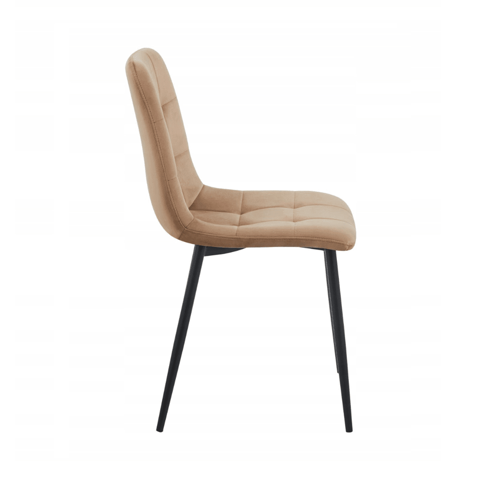 Krzesło pikowane Palermo 87 cm – Welur cappuccino, czarne nogi, loft - Reelken Polska