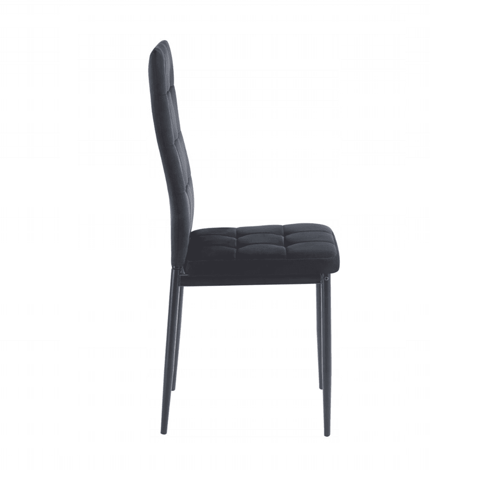 Krzesło pikowane Siena 98 cm – Czarny welur, czarne nogi, loft - Reelken Polska