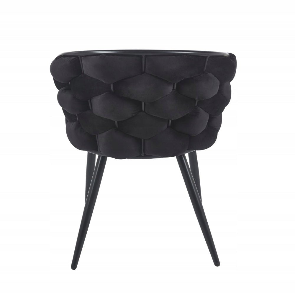 Krzesło plecione welurowe Riviera 57x78 cm – Czarne, czarne metalowe nogi - Reelken Polska