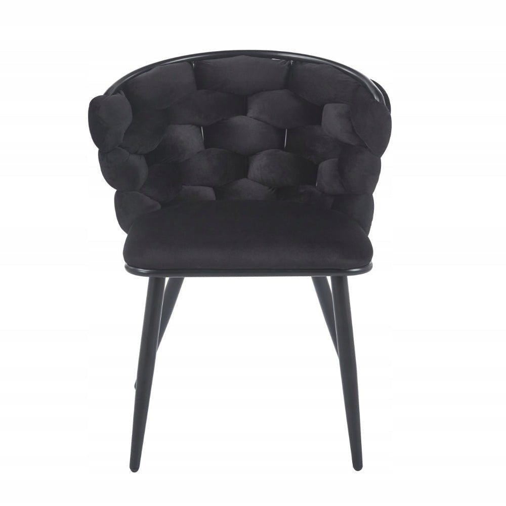 Krzesło plecione welurowe Riviera 57x78 cm – Czarne, czarne metalowe nogi - Reelken Polska