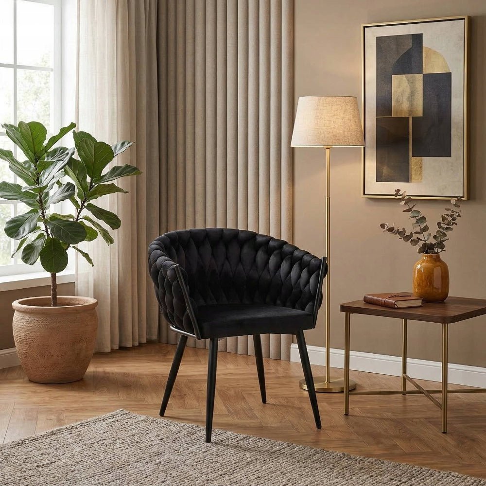 Krzesło tapicerowane Rimini 81 cm – Czarny welur, czarny stelaż, loft - Reelken Polska