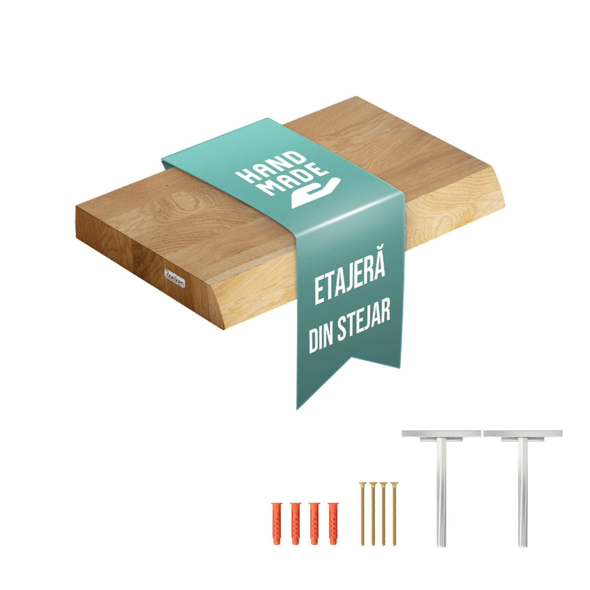 Półka ścienna z litego drewna dębowego z naturalnymi krawędziami 40×22×4 cm