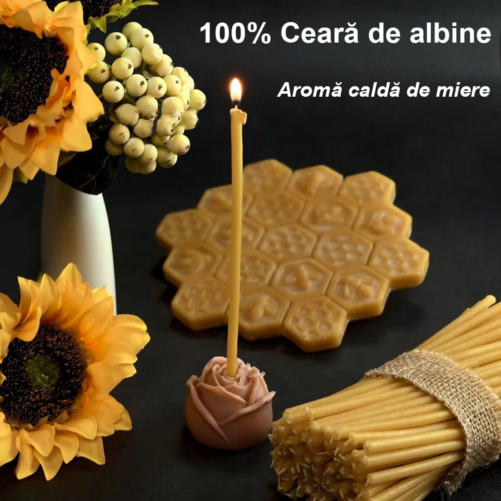 Lumanari mari rasucite din ceara naturala de albine pentru noaptea de inviere 80 cm - set 10 buc - Reelken