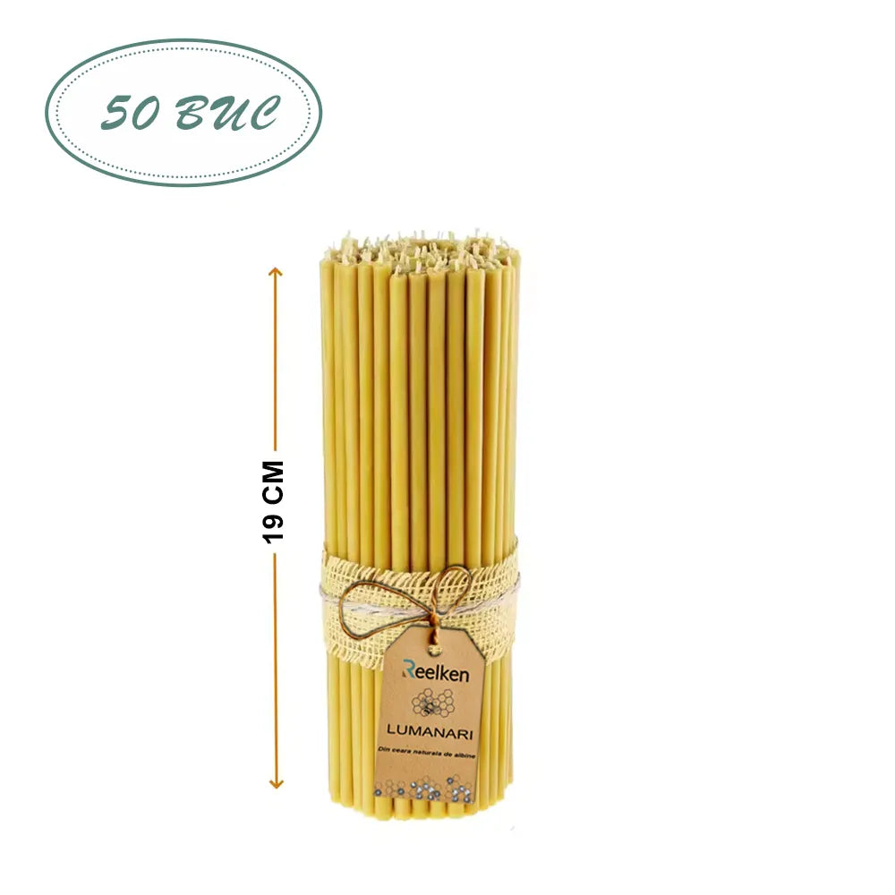 Świece sakralne z naturalnego wosku – 190×7 mm | Około 400 szt.
