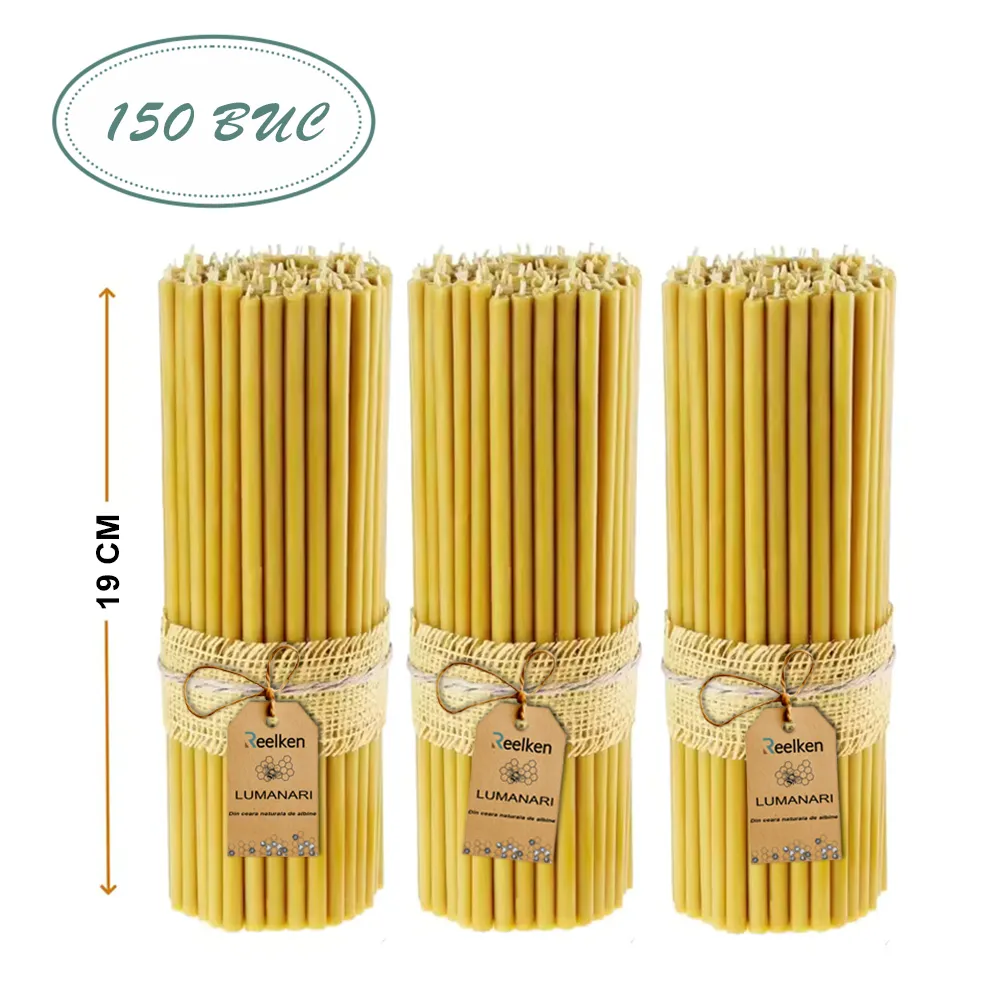 Świece sakralne z naturalnego wosku – 190×7 mm | Około 400 szt.
