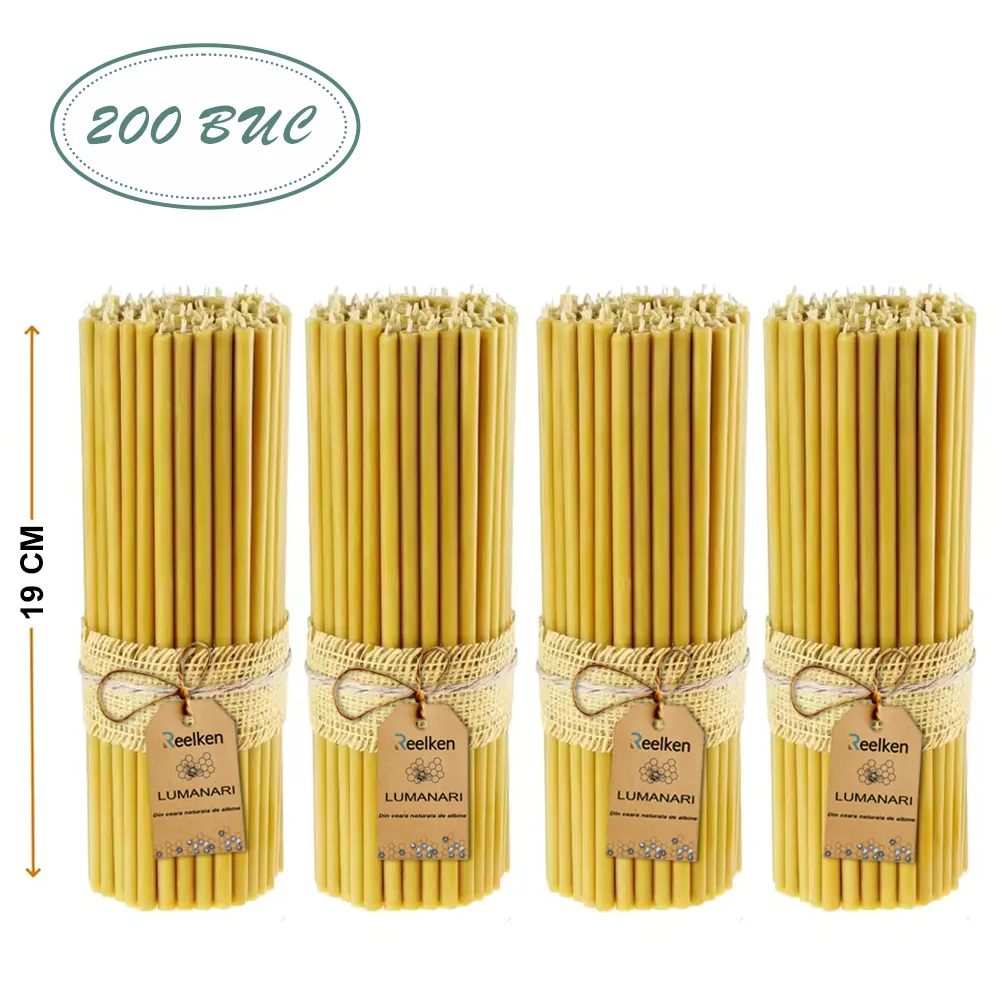 Świece sakralne z naturalnego wosku – 190×7 mm | Około 400 szt.