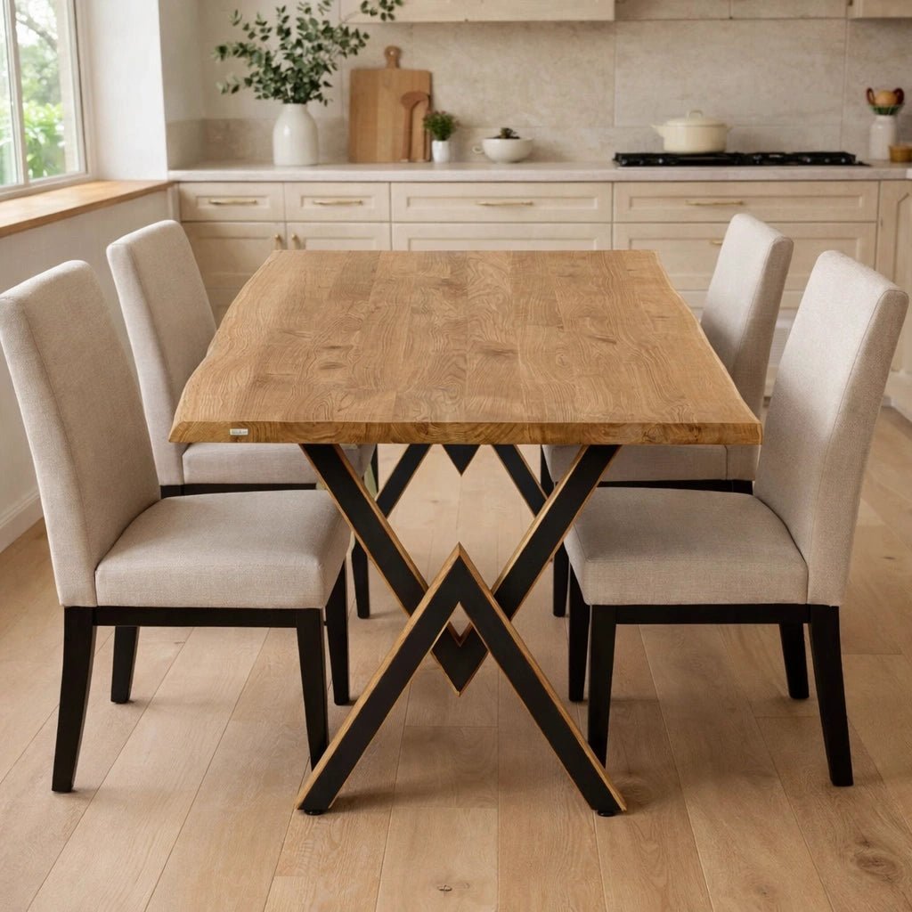 Masa din stejar model rustic - 4 persoane -120x70x4 - Reelken