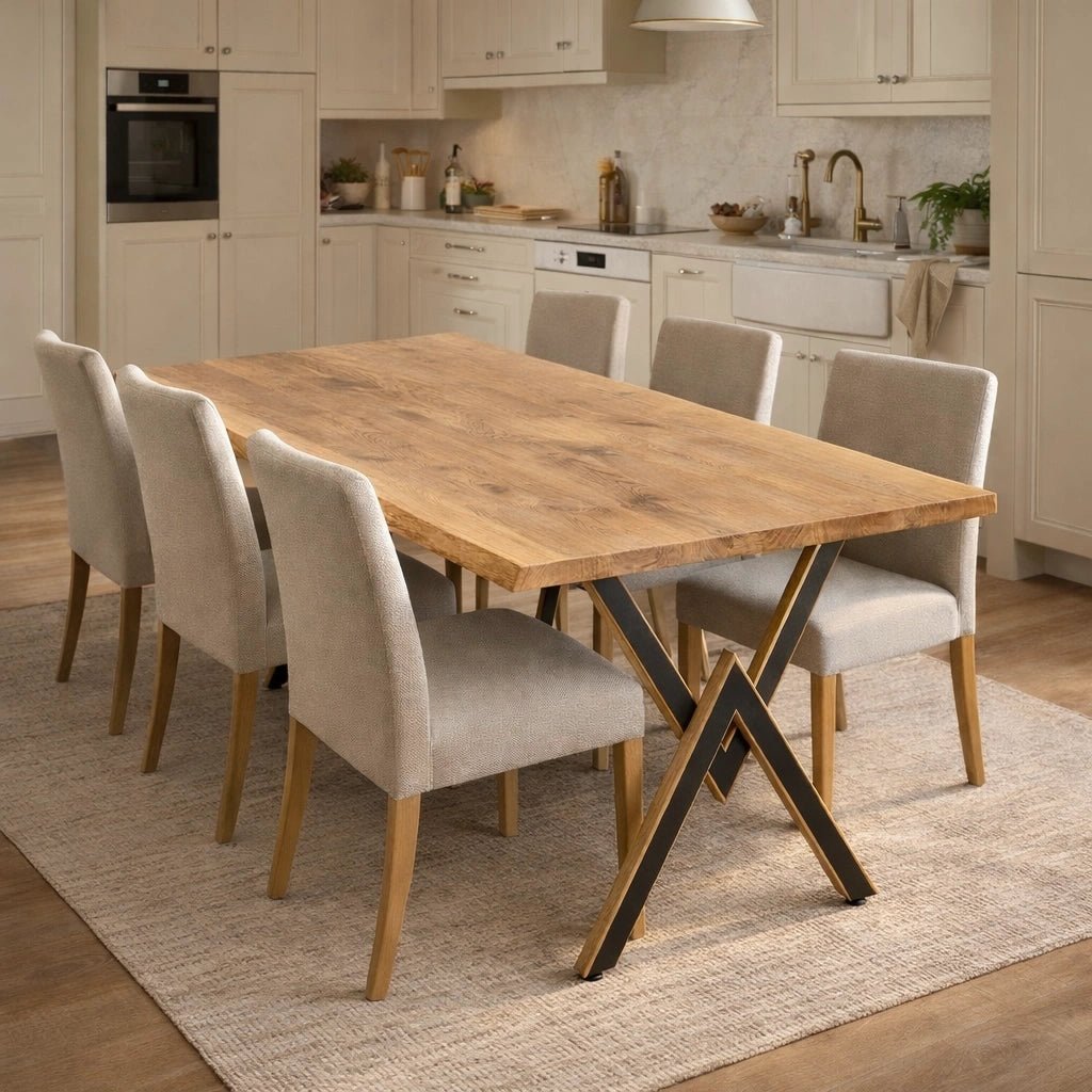 Masa din stejar model rustic - 6 persoane -160x80x4 - Reelken