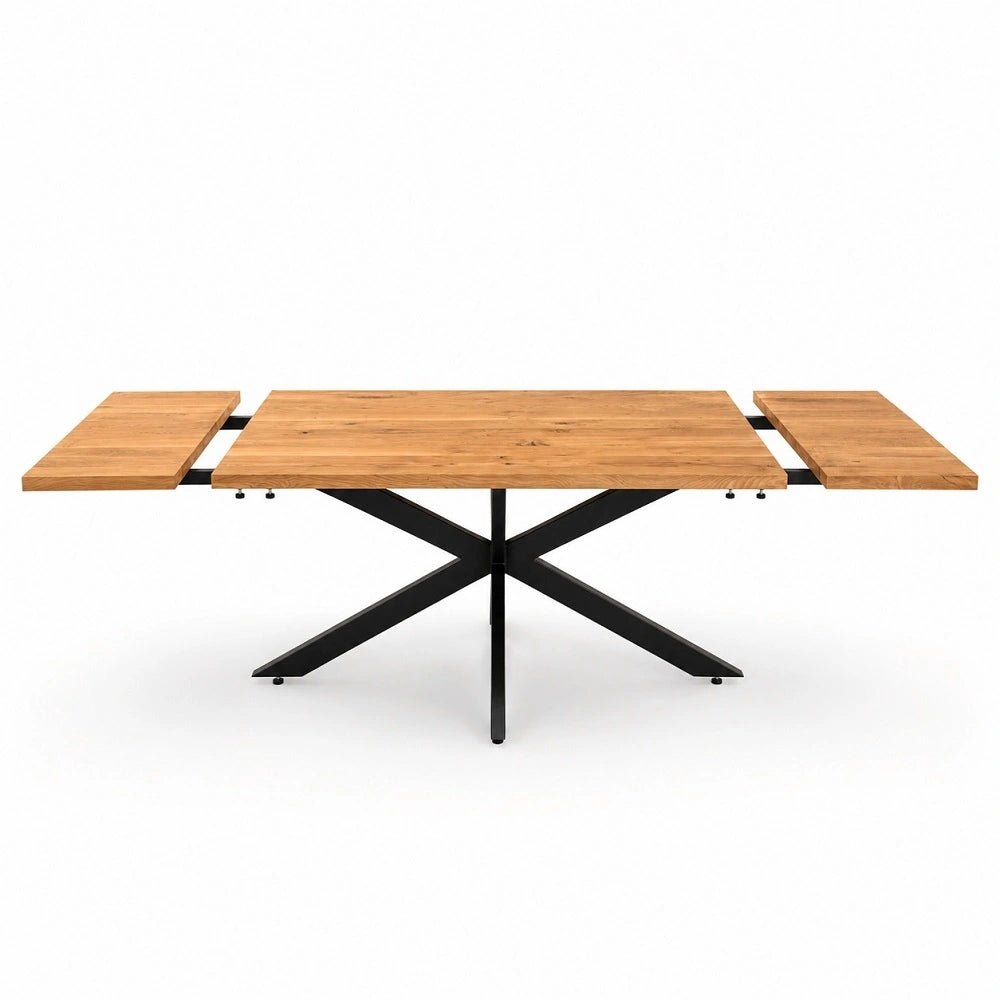 Masa extensibila din lemn masiv de stejar 160 x 80 x 4 cm, extensibila pana la 240 x 80 x 4 cm - Reelken