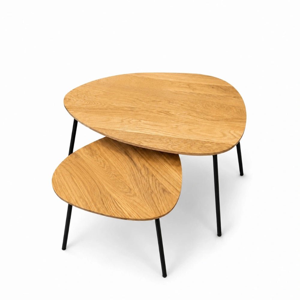 Owalny stolik kawowy z litego drewna dębowego – 59,5x80x2,6 cm - Reelken Polska