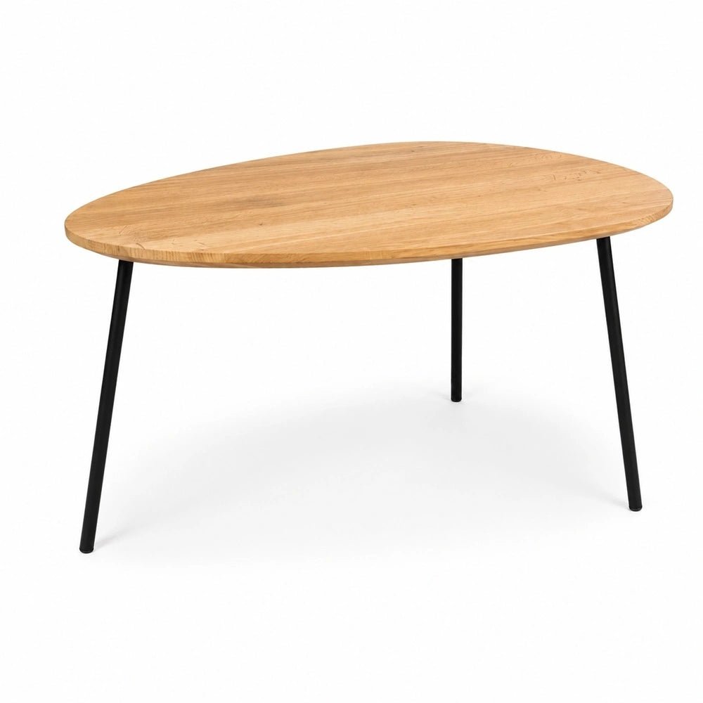 Owalny stolik kawowy z litego drewna dębowego – 59,5x80x2,6 cm - Reelken Polska