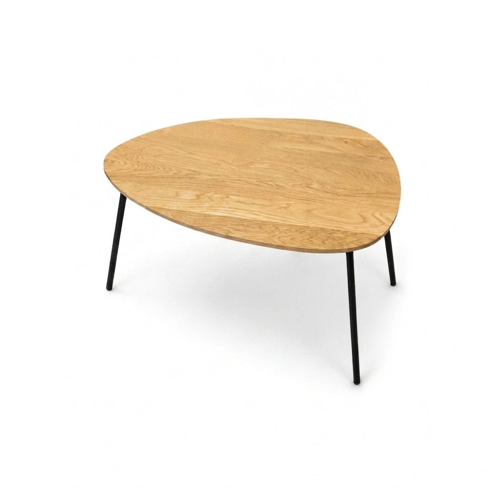 Owalny stolik kawowy z litego drewna dębowego – 59,5x80x2,6 cm - Reelken Polska