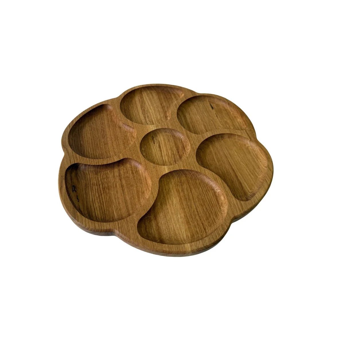 Patera z 7 przegródkami do serwowania serów i przekąsek – dąb 35 cm - Reelken Polska
