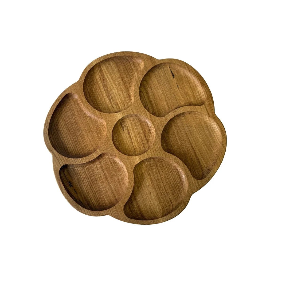 Patera z 7 przegródkami do serwowania serów i przekąsek – dąb 35 cm - Reelken Polska