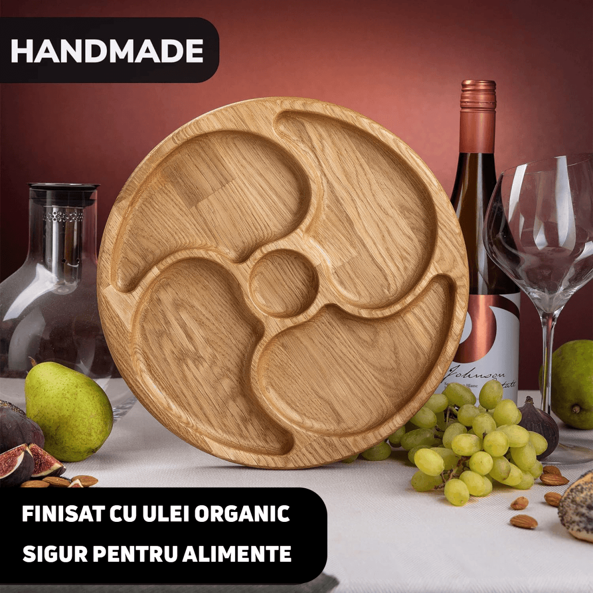 Platou pentru servire din lemn cu diametrul de 38 cm - Reelken