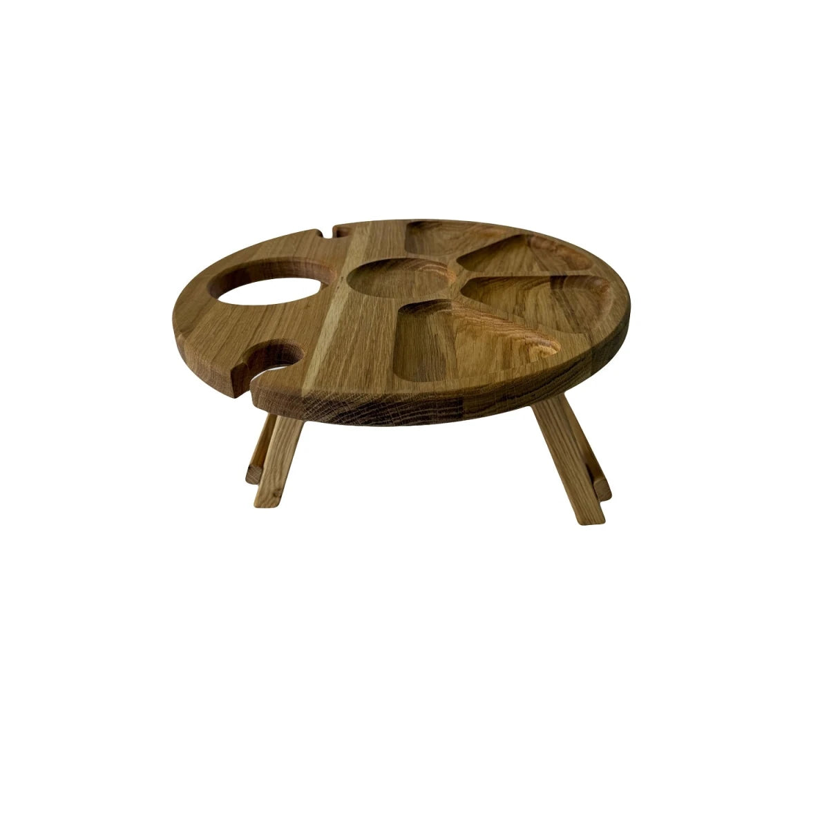 Platou servire rotund din lemn de stejar 35 cm cu picioare – ideal pentru picnic și mese festive - Reelken
