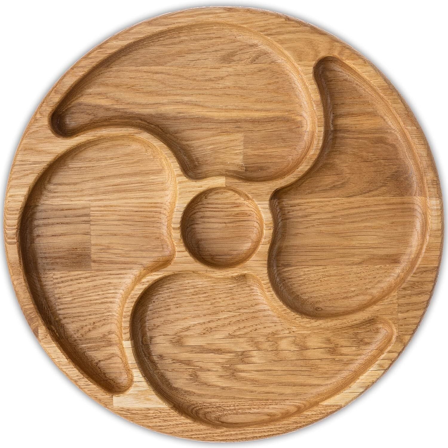 Platou pentru servire din lemn cu diametrul de 38 cm