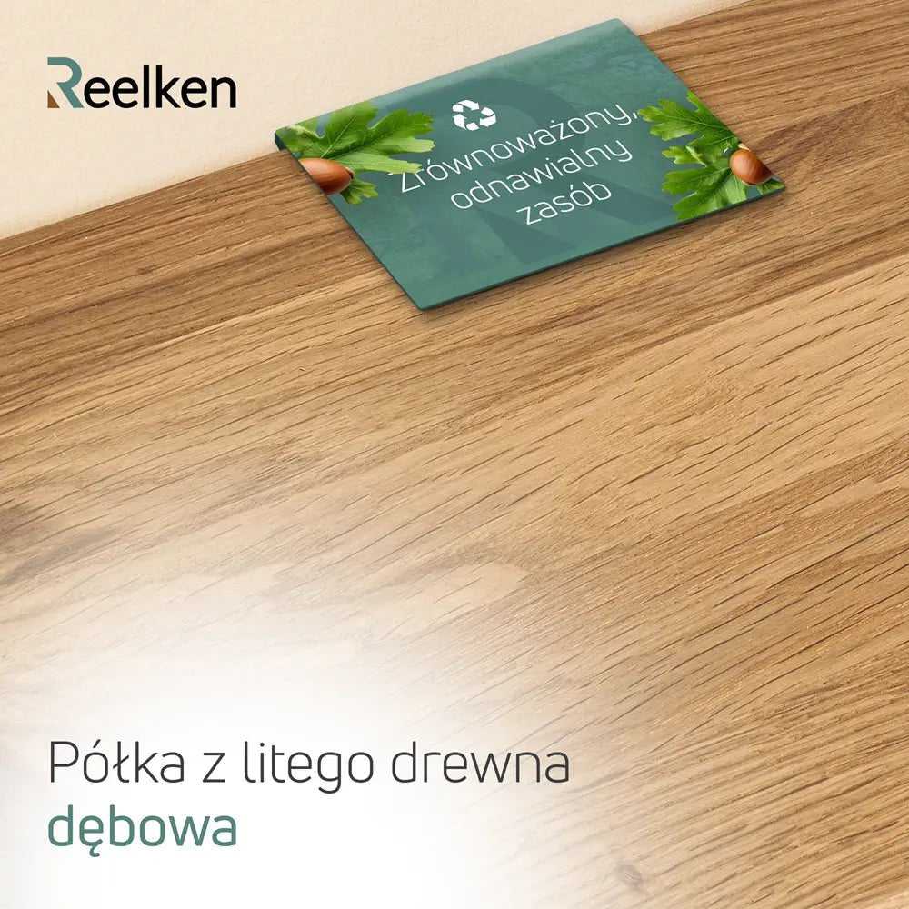 Półka ścienna z litego drewna dębowego – krawędzie proste 40×22×4 cm - Reelken Polska