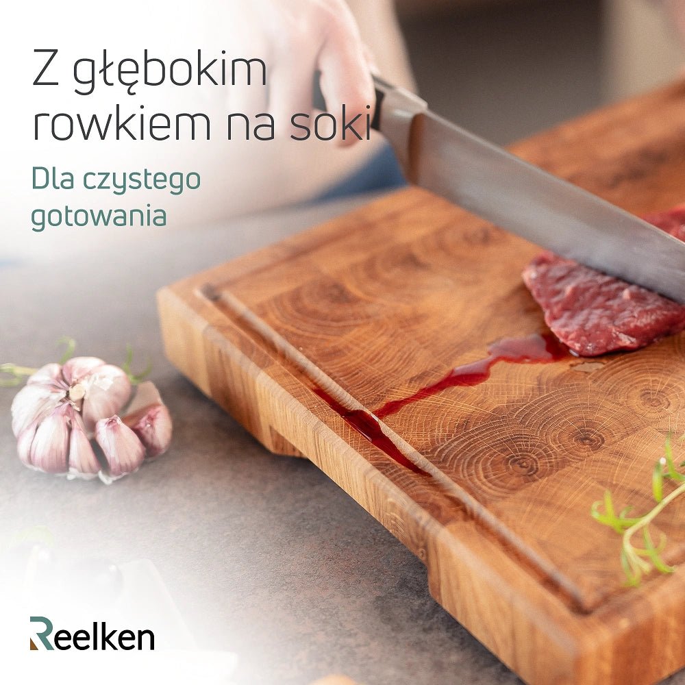 Profesjonalna dębowa deska do krojenia 30x40x4 cm - Reelken Polska