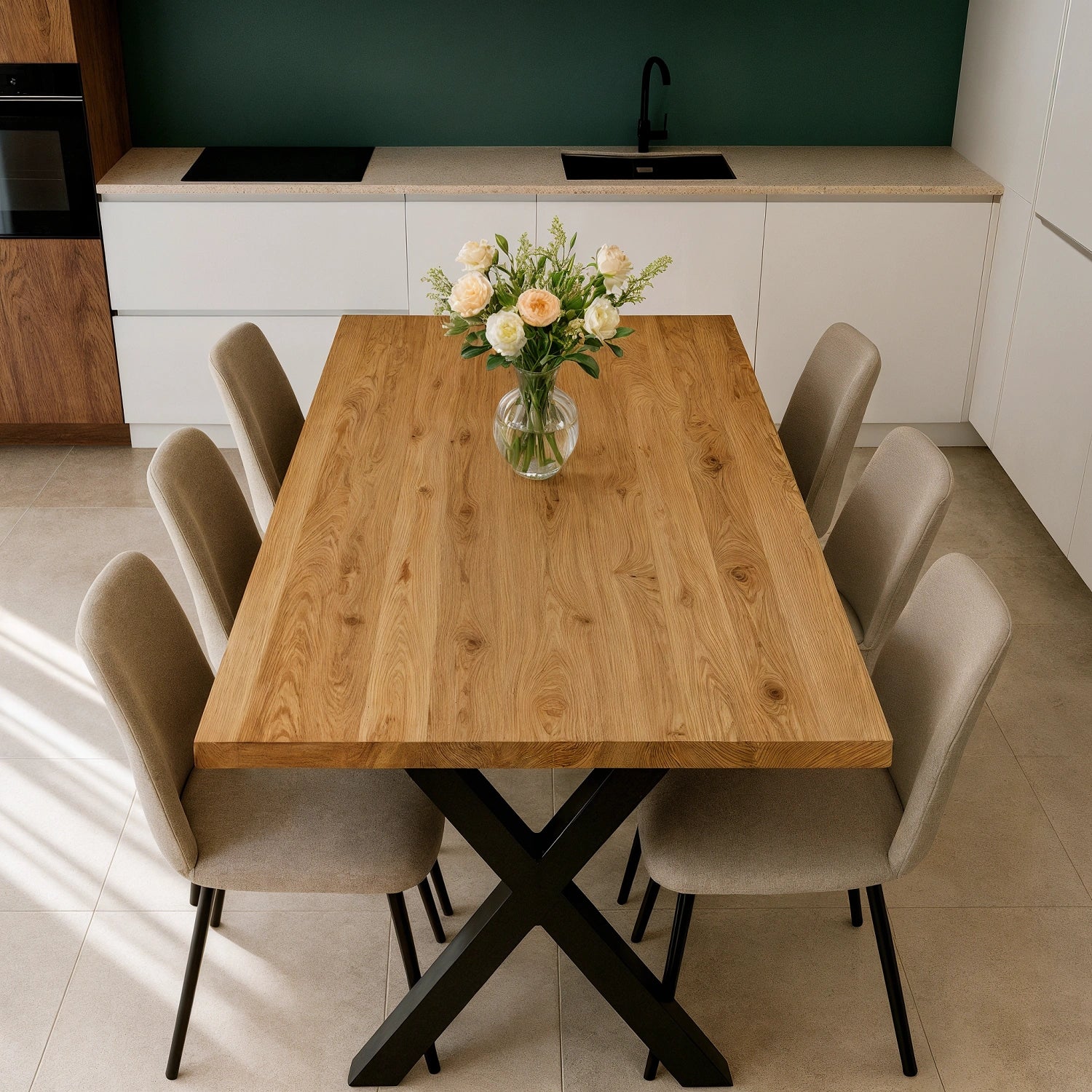 Blat de masa din stejar model clasic -180x85x4cm