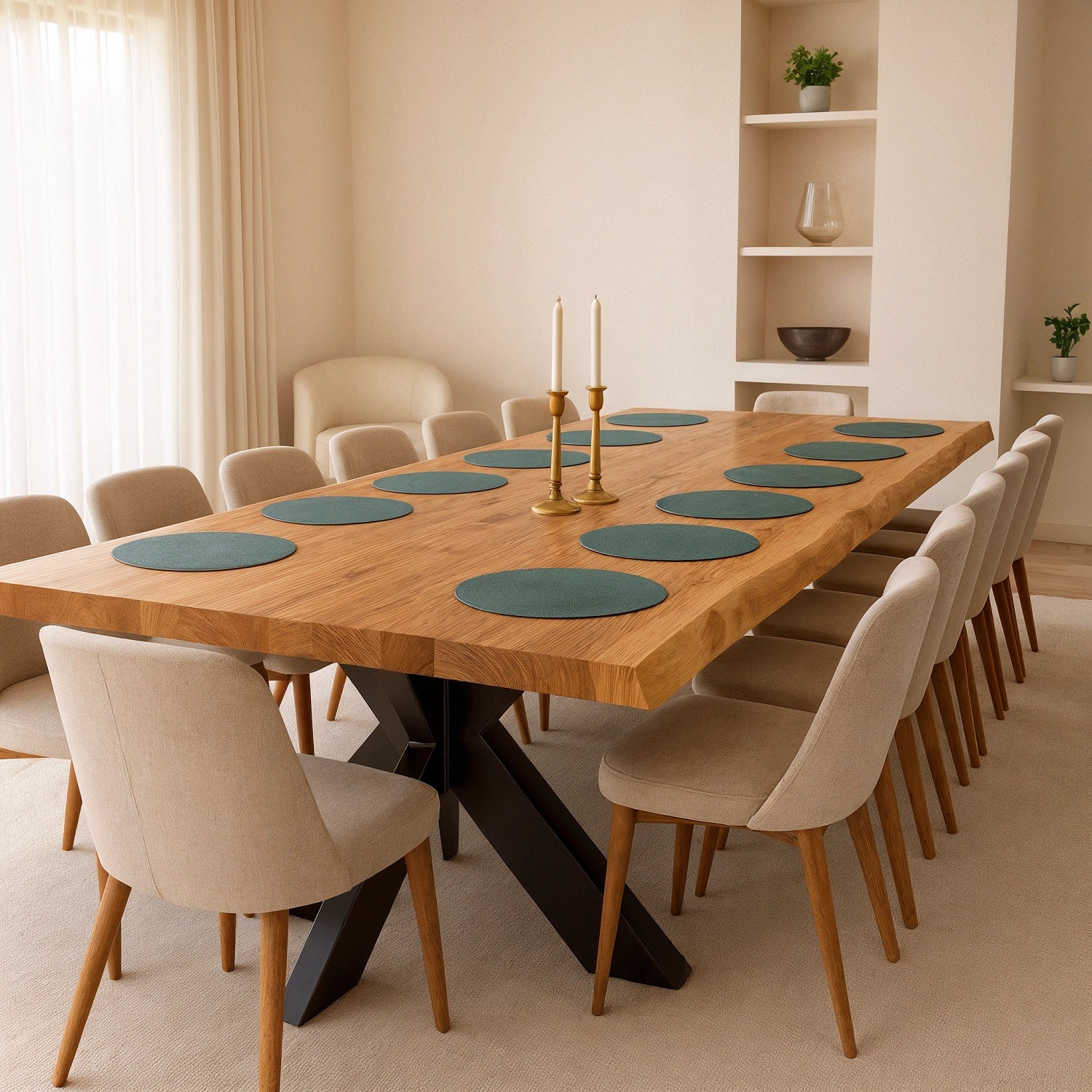 Blat de masa din stejar masiv model rustic - 14 persoane -300x100x4cm