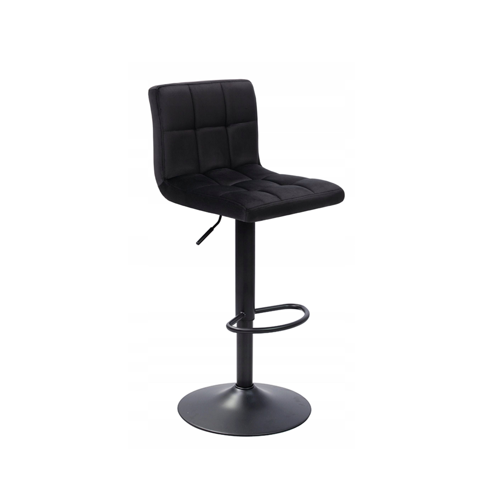 Hoker welurowy regulowany Bari 64–84 cm – Czarny, czarny metalowy stelaż