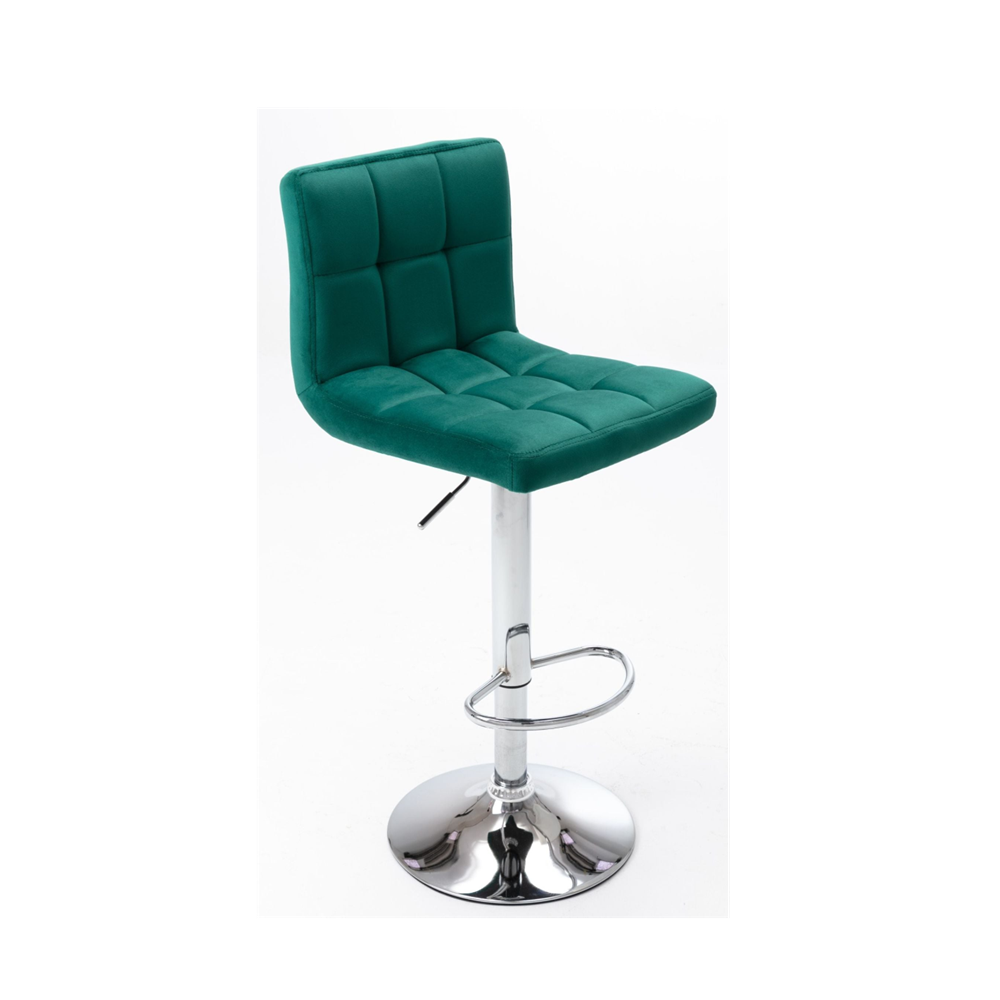 Hoker welurowy regulowany Bari 64–84 cm – Zielony, chromowana podstawa