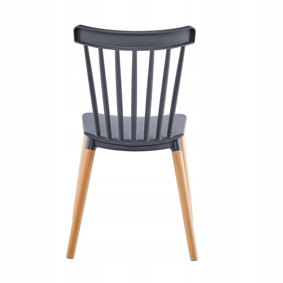 Scaun de dining scandinav K35-FX Furnitex, șezut PP gri, picioare din lemn de fag natural, design retro, montaj simplu, 81 cm, max. 120 kg - Reelken