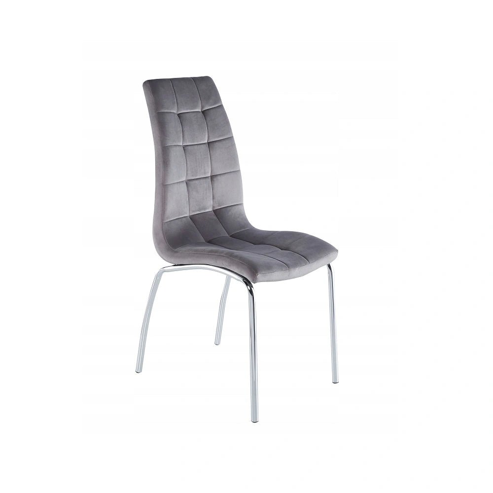 Scaun de dining, velur gri Riviera 91, picioare cromate, 42x41x102 cm, înălțime șezut 48 cm - Reelken