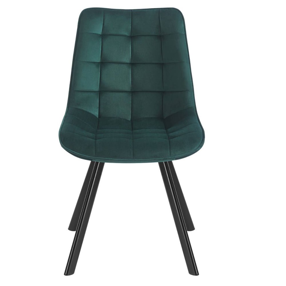 Scaun tapitat din catifea, culoare verde, picioare metalice negre, stil loft, pentru living si dining, 84 cm - Reelken Polska