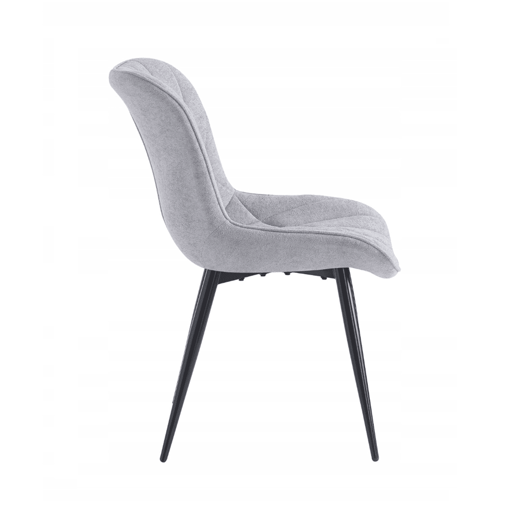 Scaun tapitat tip fotoliu, catifea gri, picioare metalice negre, confortabil pentru living si dining, 83 cm - Reelken Polska