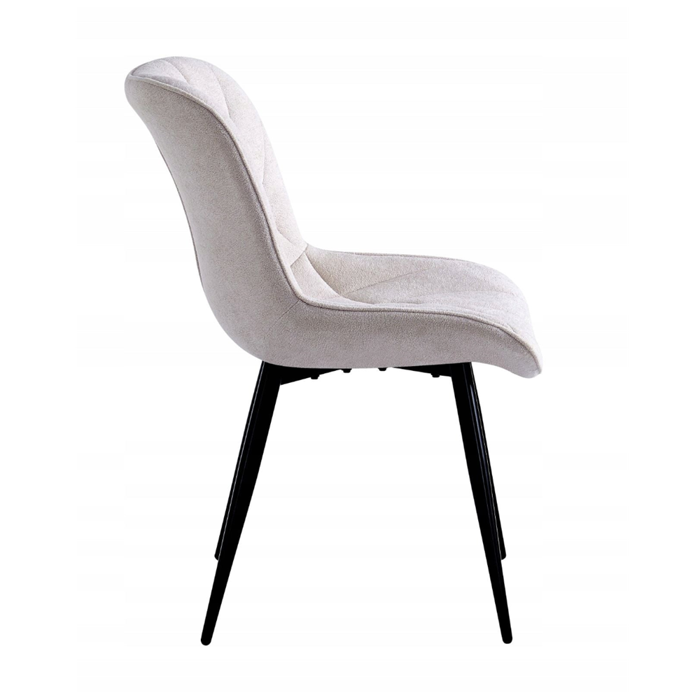Krzesło kubełkowe Rimini 83 cm – Beżowa tkanina, czarne nogi, loft