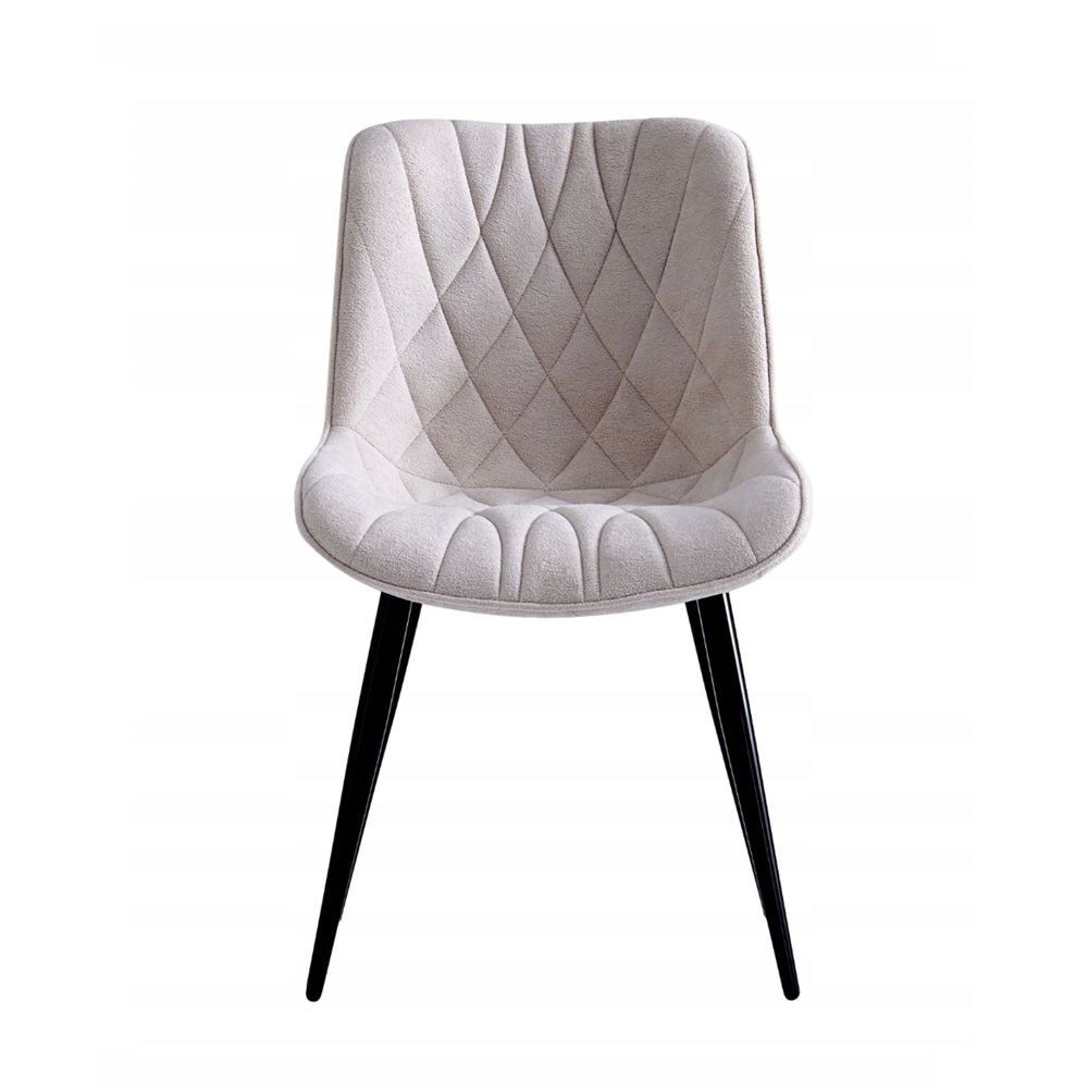 Krzesło kubełkowe Rimini 83 cm – Beżowa tkanina, czarne nogi, loft