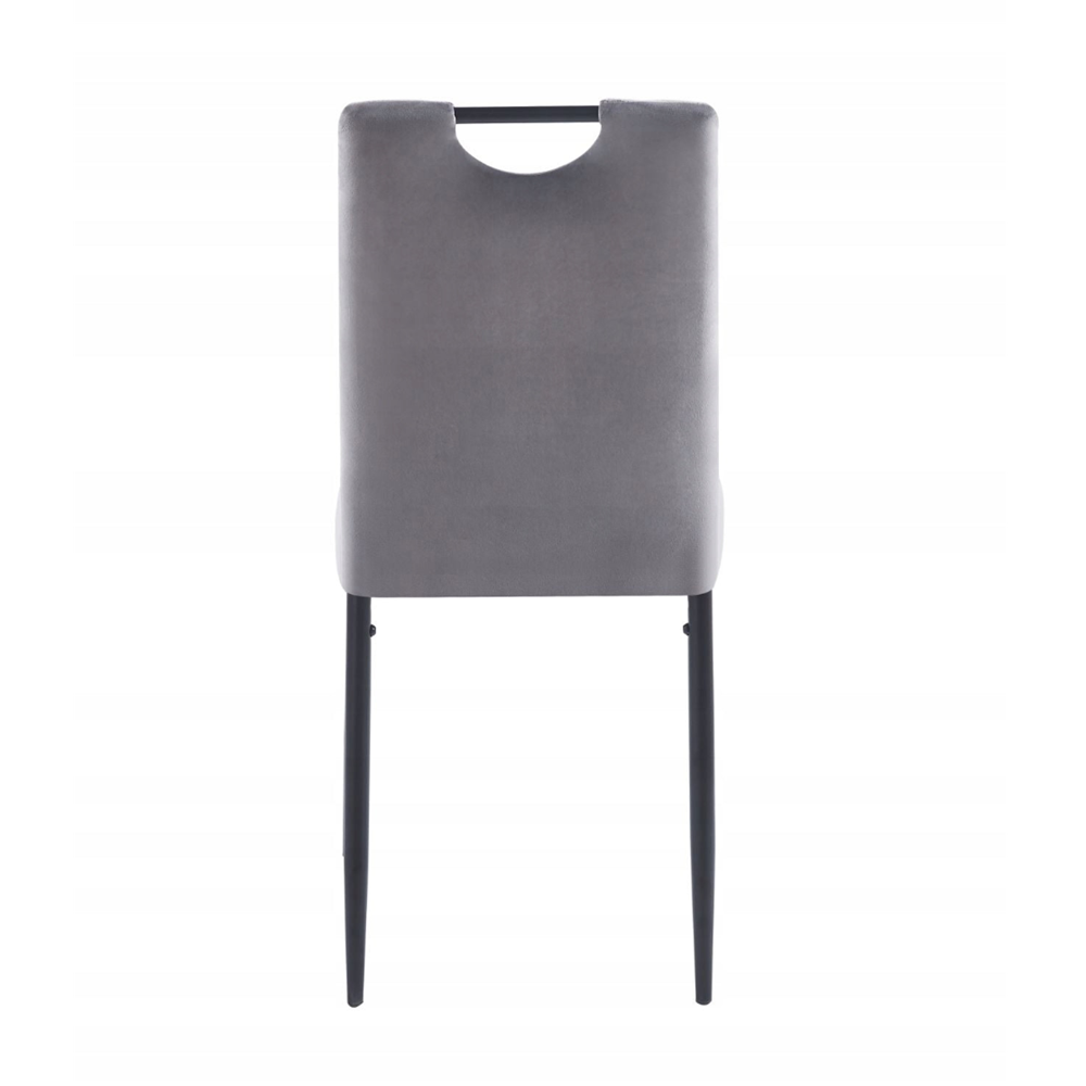 Krzesło tapicerowane z uchwytem Modena 92 cm – Szary welur, czarne nogi, loft