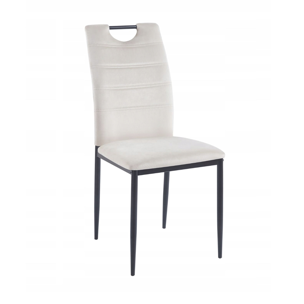 Krzesło z uchwytem Catania 92 cm – Jasny beż, czarne nogi, glamour