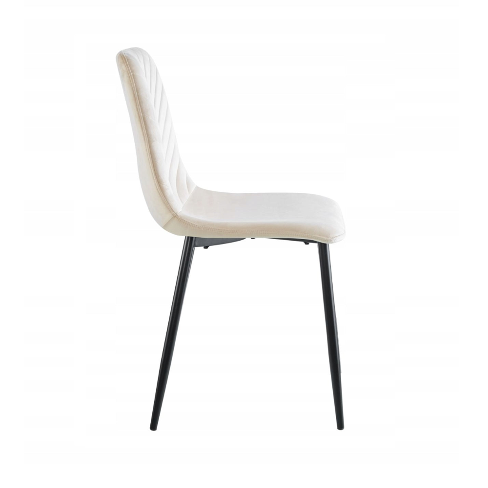 Krzesło pikowane Palermo 87 cm – Jasnobeżowy welur, czarne nogi, loft