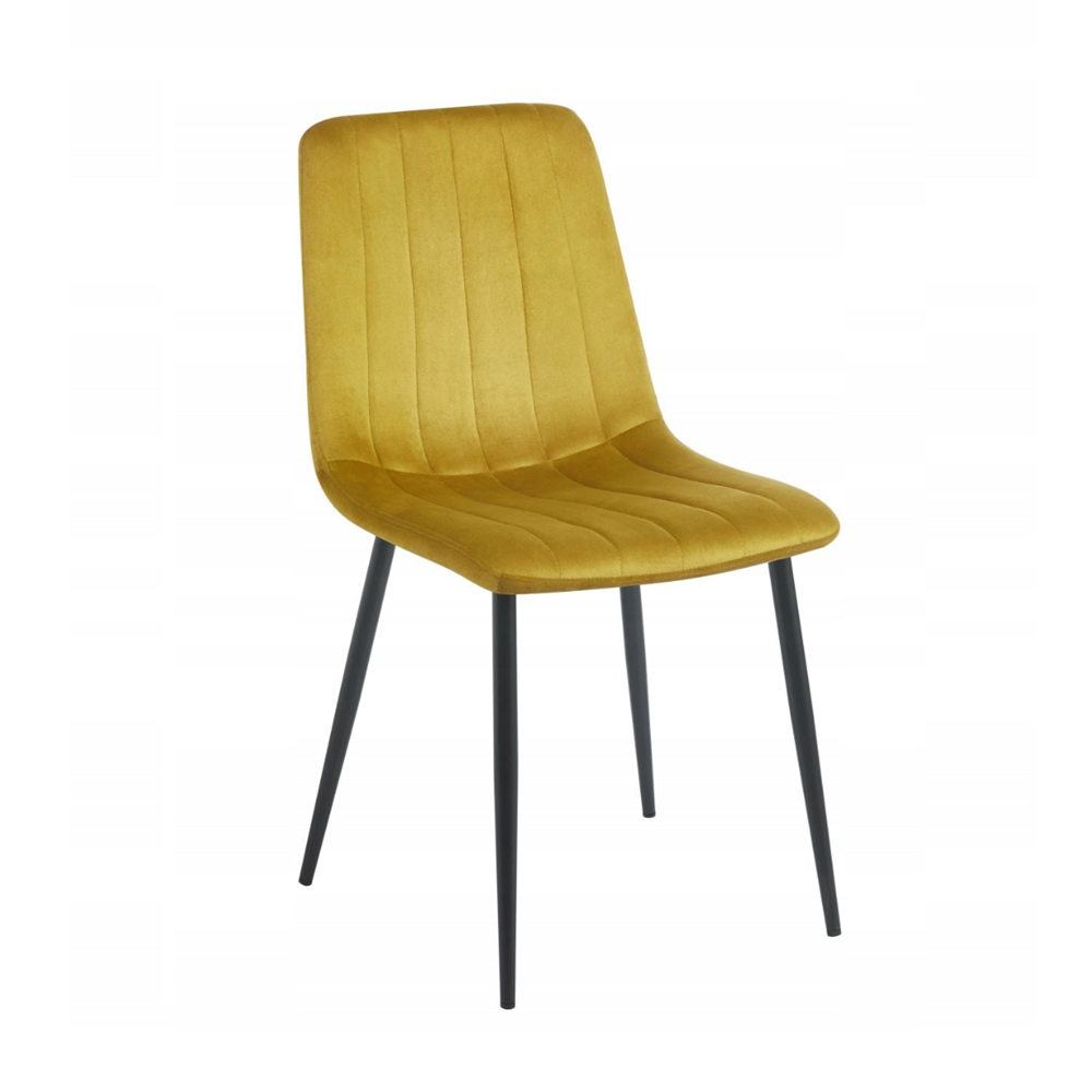 Krzesło pikowane Palermo 87 cm – Welur curry, czarne nogi, glamour